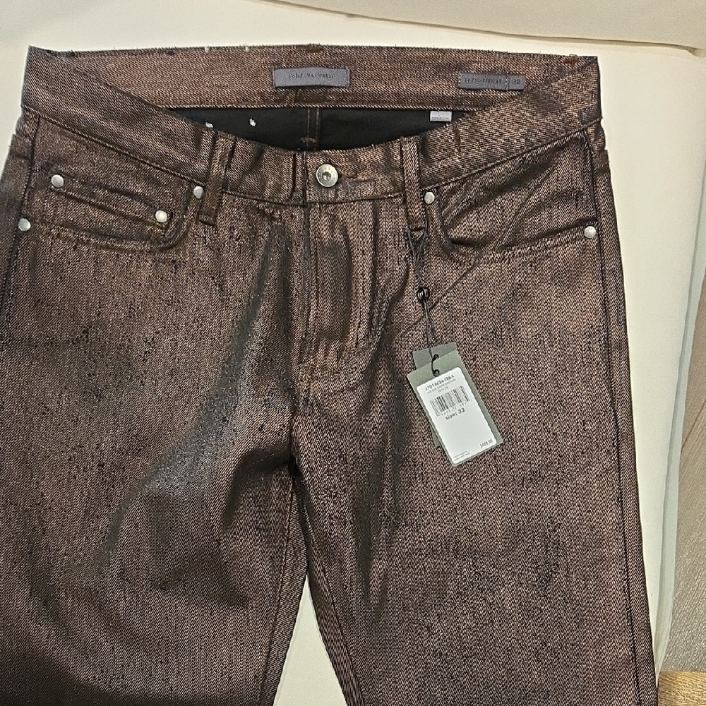 John Varvatos Men's Distressed Brown Jeans